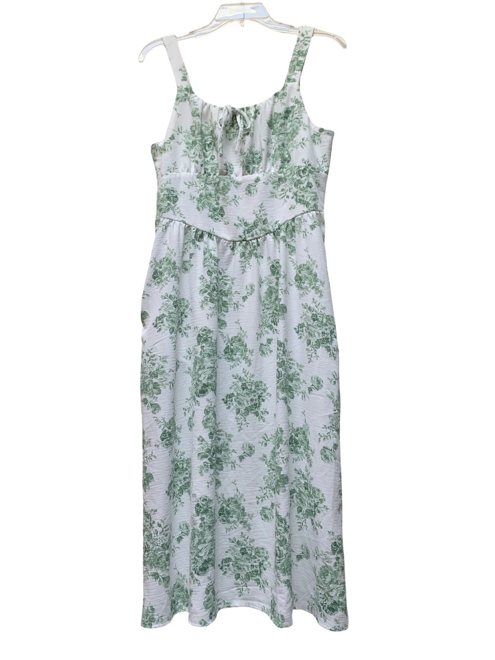 Monteau White & Green Floral Midi Dress